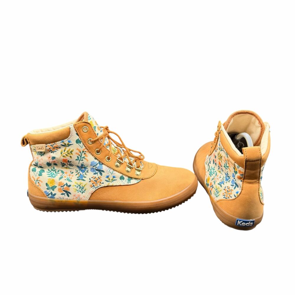 Keds x Rifle Paper Co Scout Wildflower Leather Boots 10 W wide width